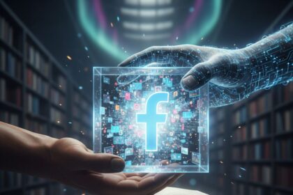 Serge Fondja presenting a digital strategy, with NSMC and Facebook logos integrated.