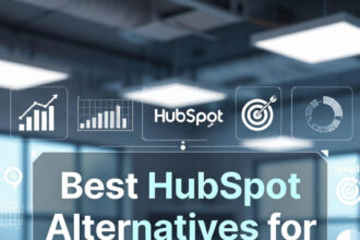 A comparative chart showing the top five HubSpot alternative software platforms for small businesses, including their logos, key strengths, and starting prices.