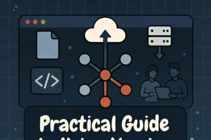 A diagram showing the Git workflow for a small team, illustrating branches merging through pull requests into a main line of code.