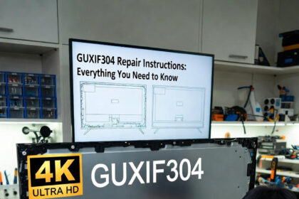 GUXIF304 smart TV display; Tools for repairing GUXIF304 model; Comparison chart of DIY vs pro repair.
