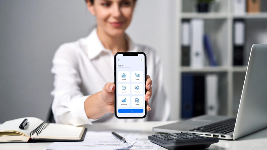 Varo app screenshot for business; High-yield savings chart; Varo debit card image