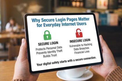 Illustration of a secure login form with a shield icon and a padlock.